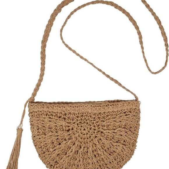 Women Straw Crossbody Purse Straw Clutch Bag Summer Beach Shoulder Handbag Woven - Picture 1 of 7